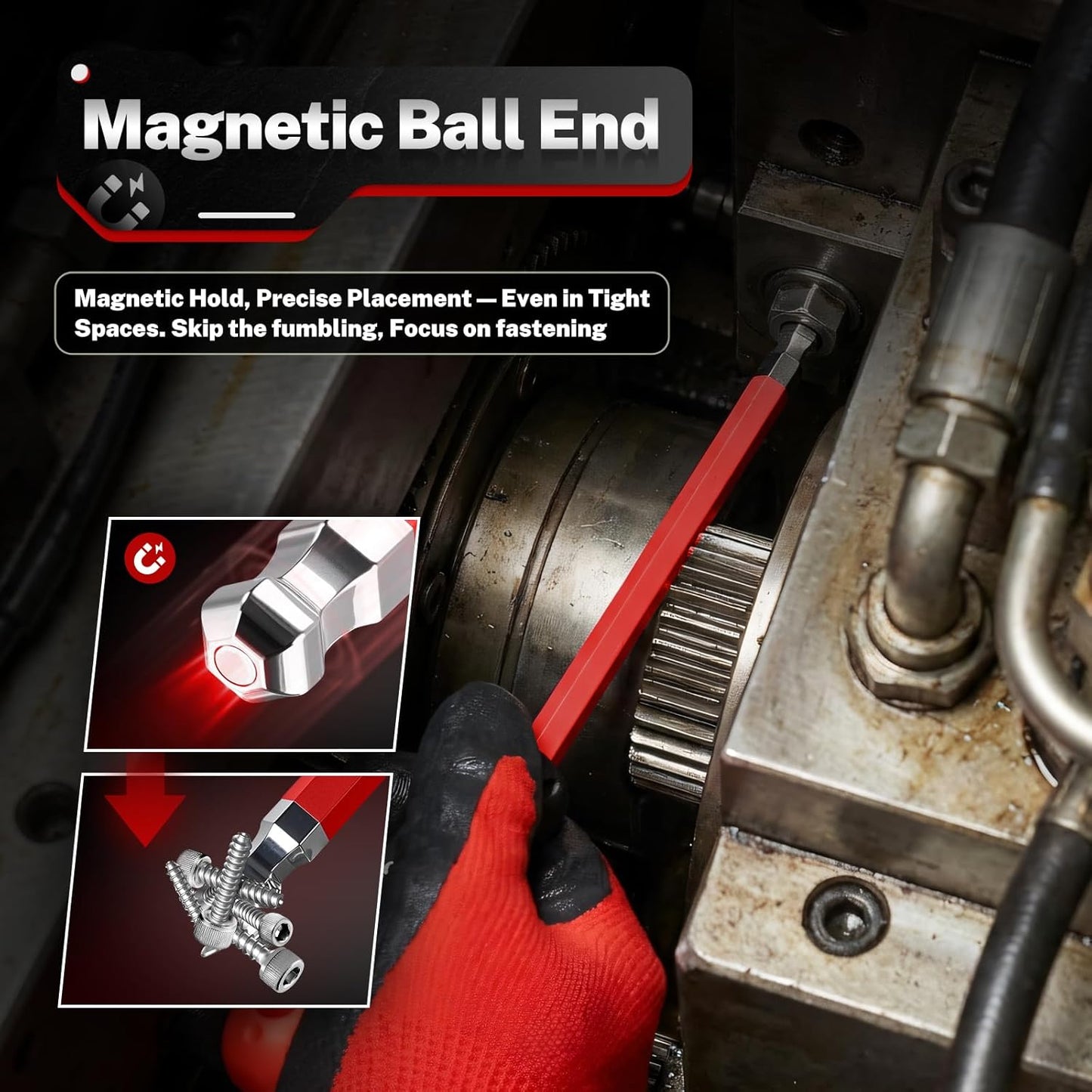 Juego 40 Pzas Llaves Allen Magnéticas Extremo Bola