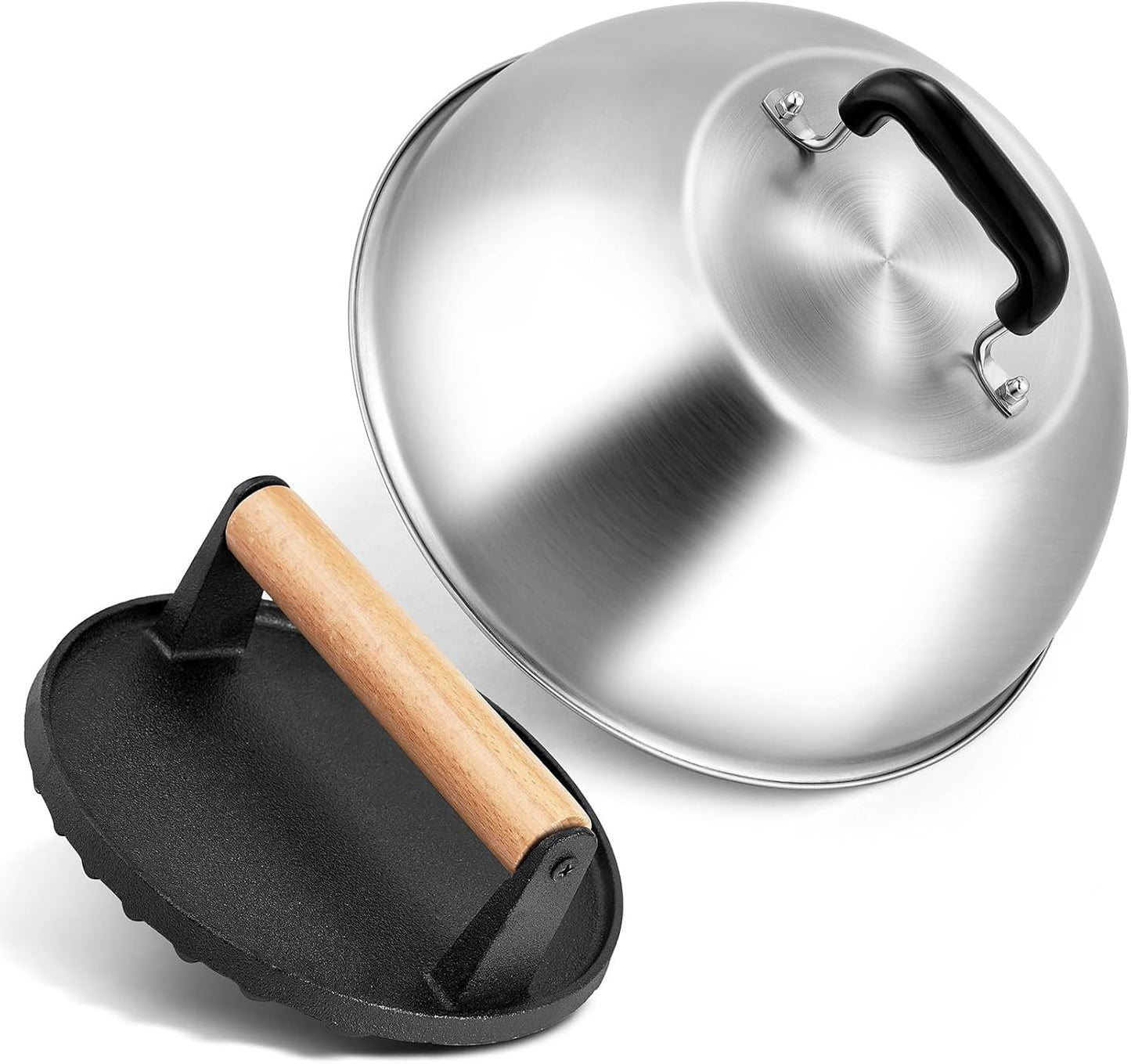 Kit prensa cúpula queso hamburguesas 12pulg hierro fundido barbacoa