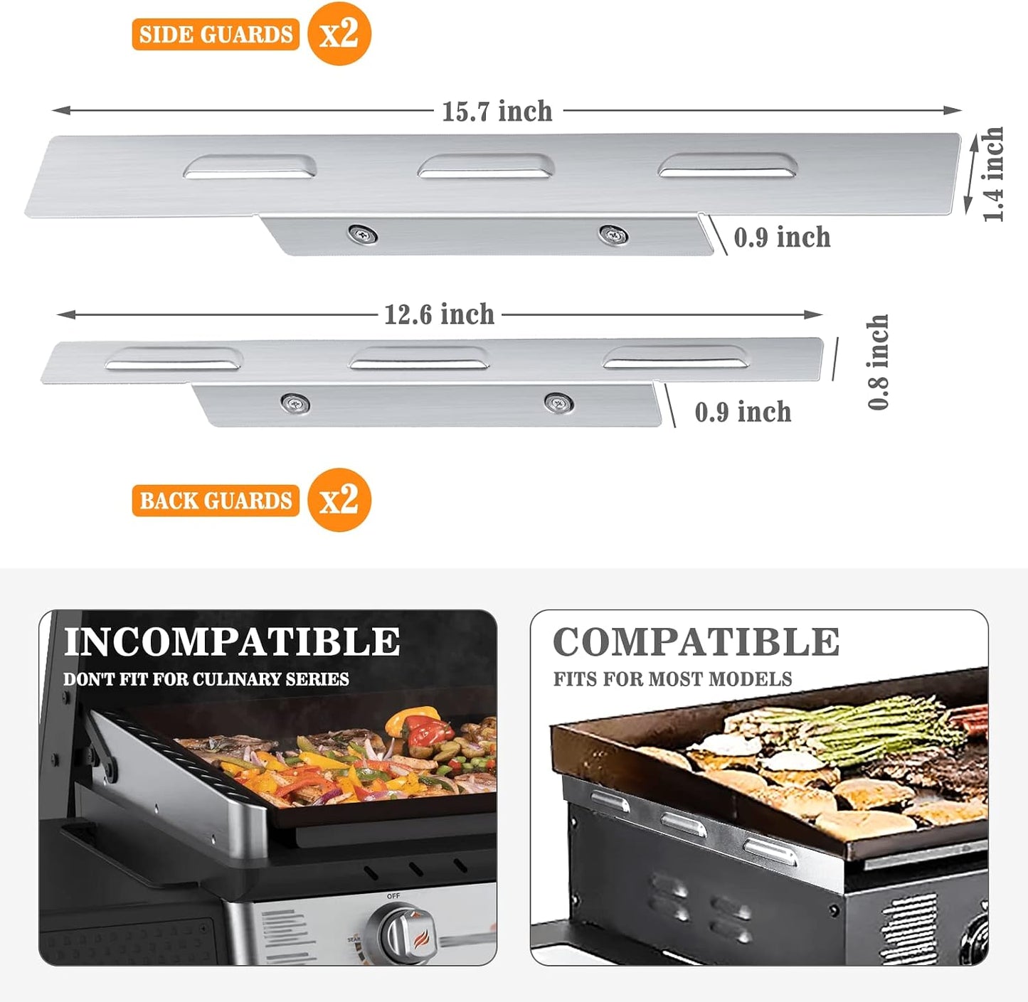 Protectores viento Blackstone 28pulg acero inox magnéticos