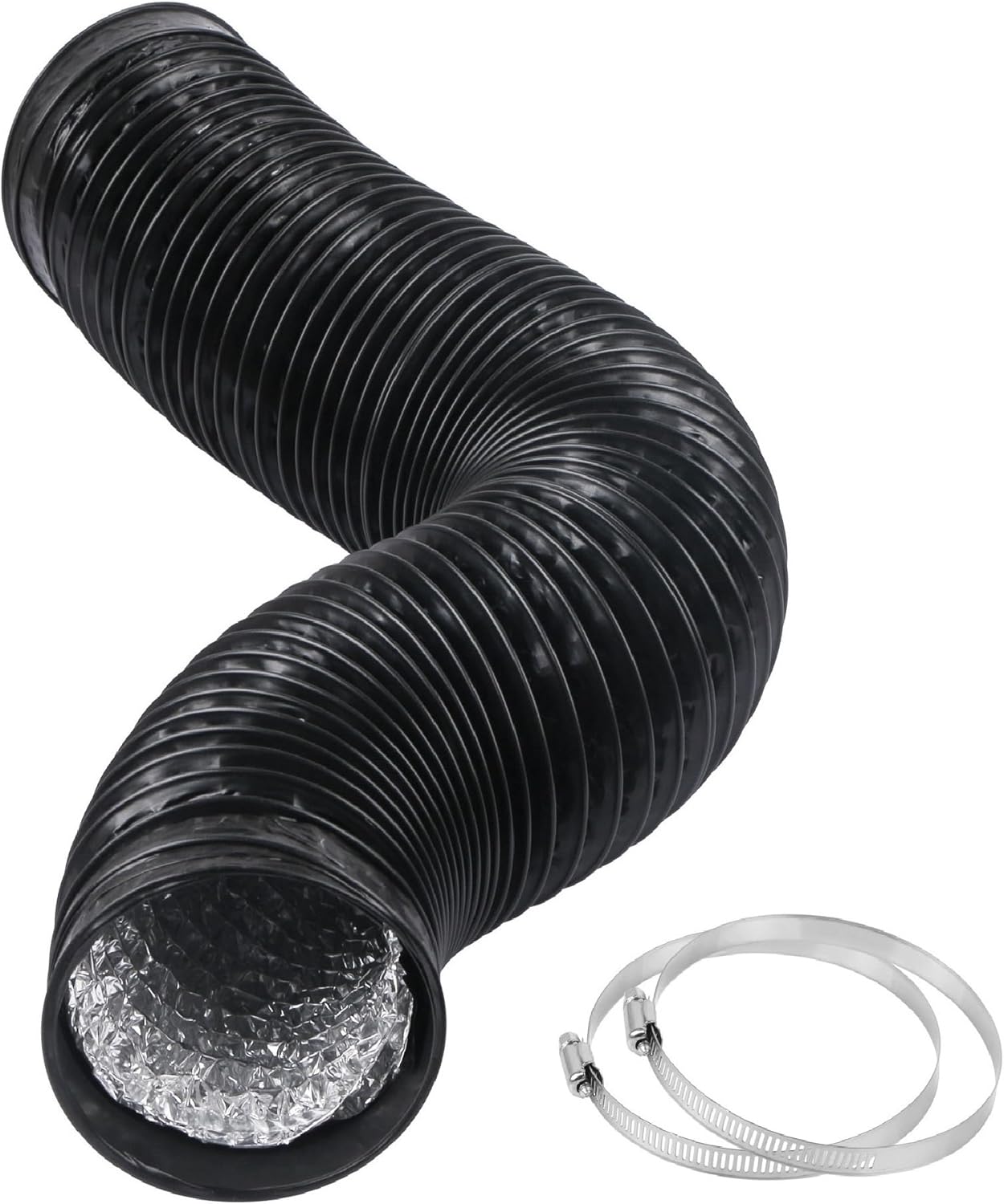 Conducto aire 4pulg negro flexible 15ft kit ventilación aluminio