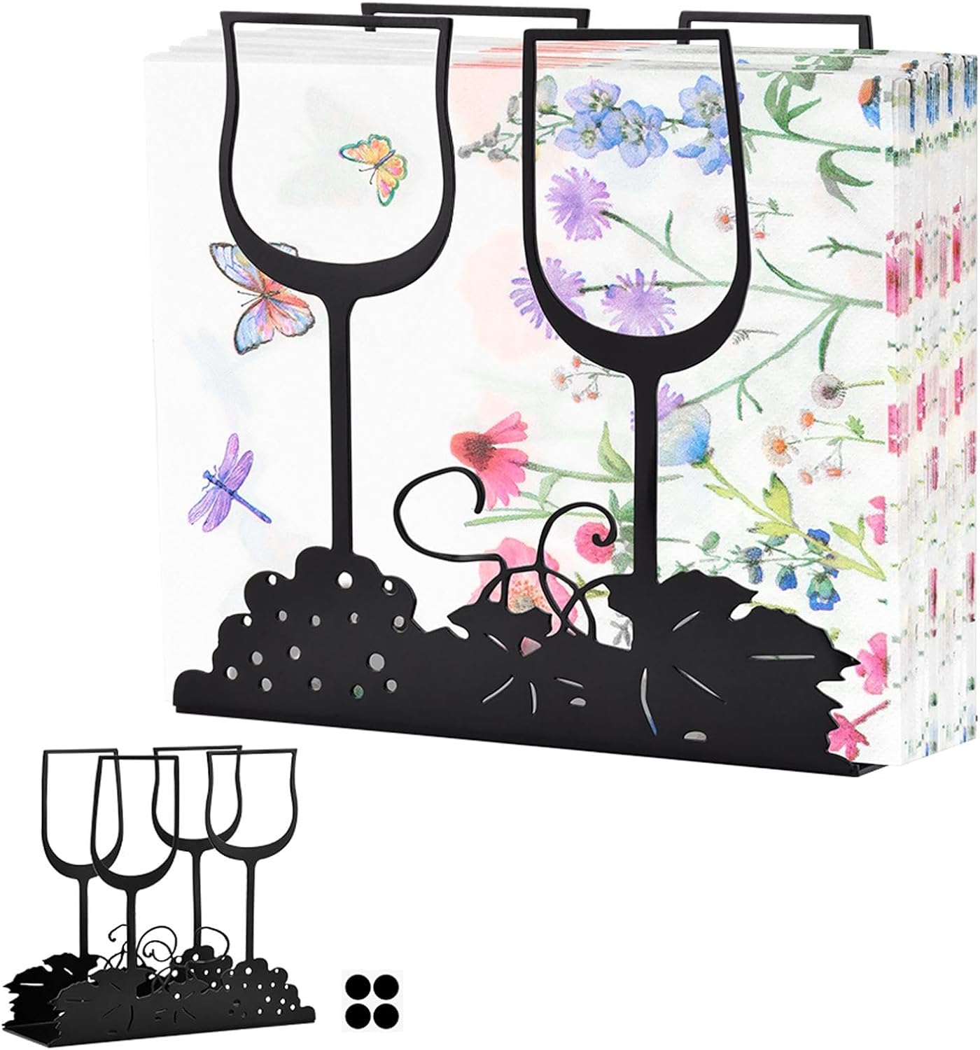 Servilletero estilo copa vino metal cocina apertura amplia