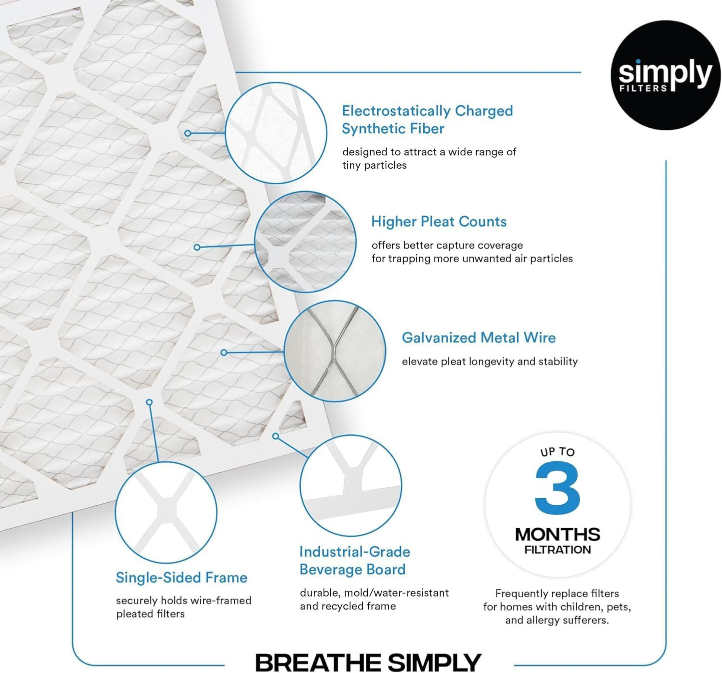 Filtro aire horno HVAC MERV 8 6 Pzas 19.5x24.5pulg