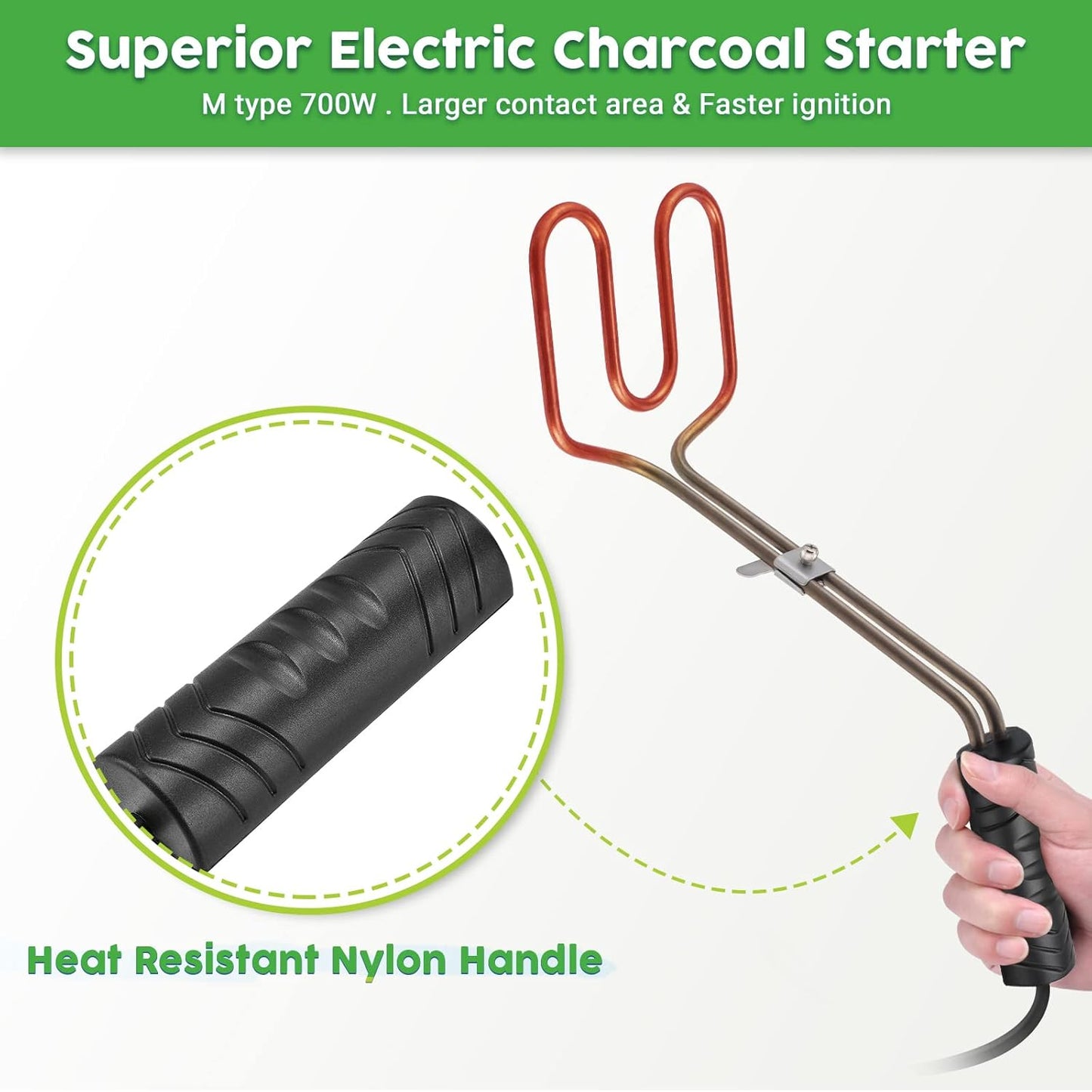 Arrancador carbón 700W sin chispas para parrilla BGE