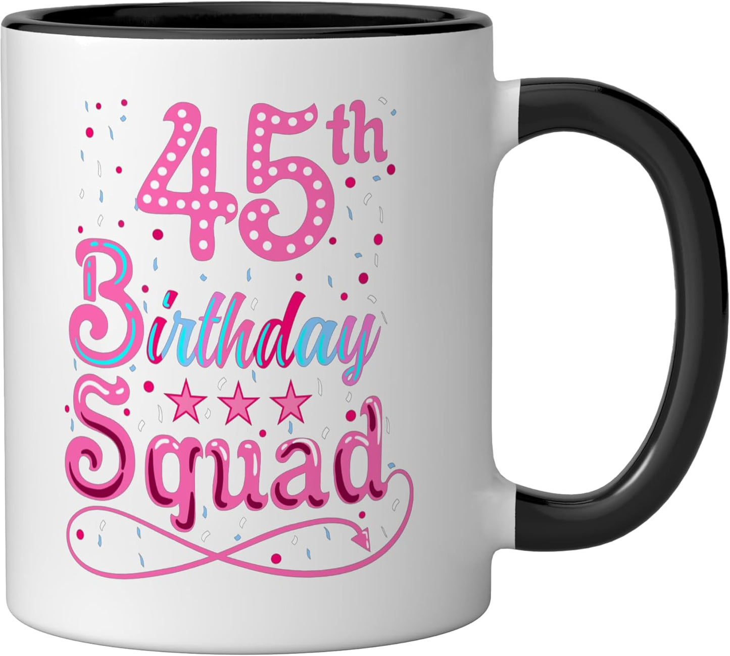 Taza Cerámica Cumpleaños 45 Años Negro/Blanco