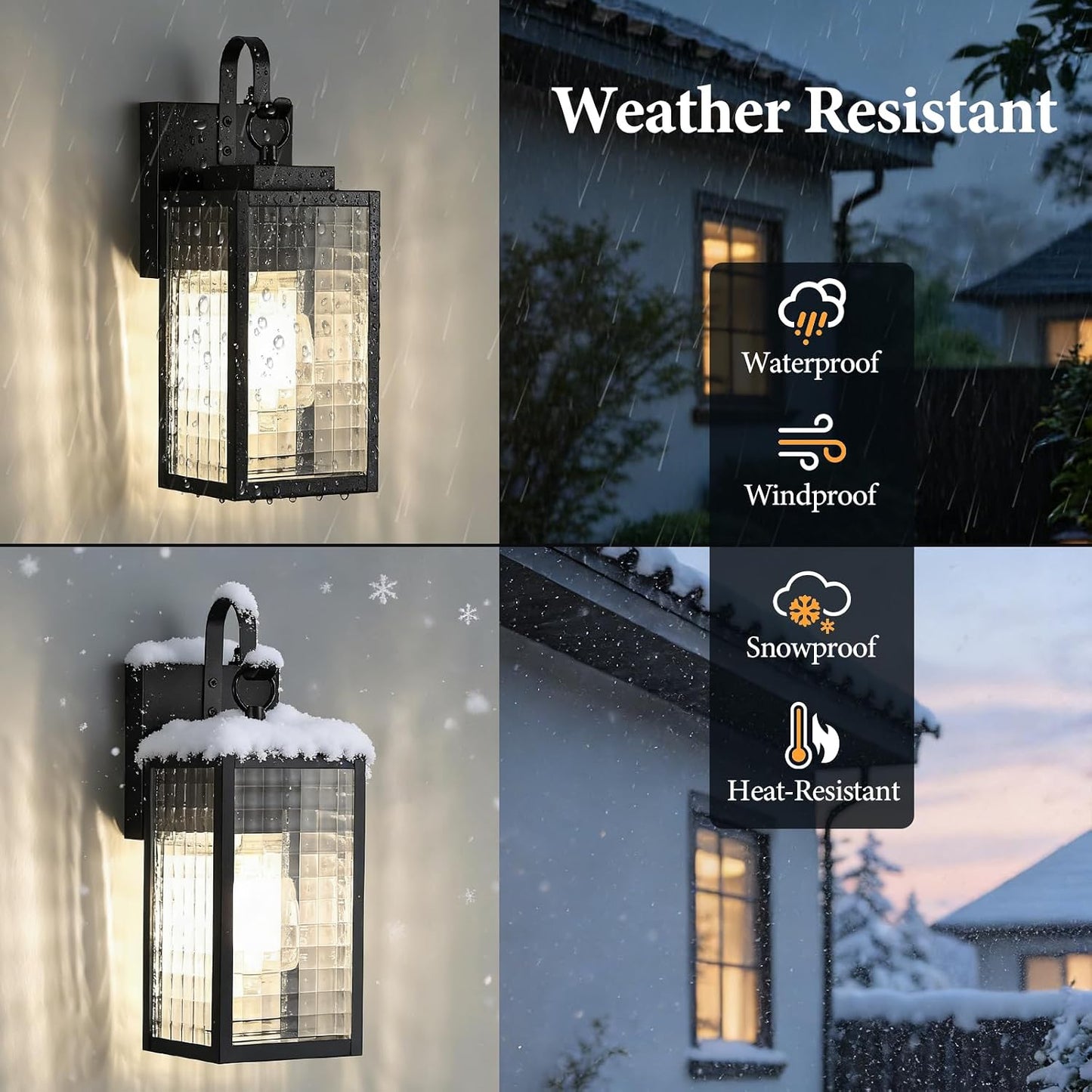2 Luces pared exterior 11.8pulg IP65 marco metal negra