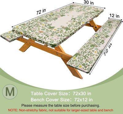 Mantel de picnic con fundas de banco impermeable 72 pulgadas verde botánico