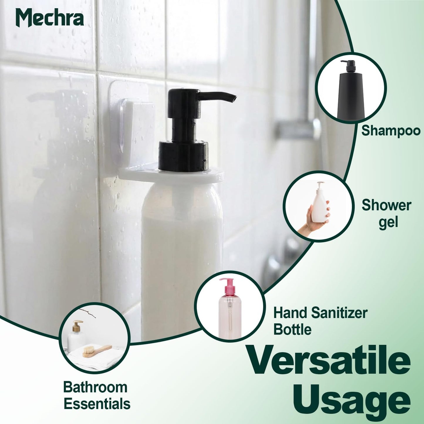 Dispensador gel ducha champú autoadhesivo pared set 3