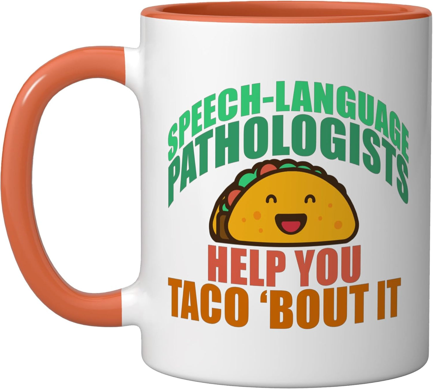 Taza cerámica para hablar de tacos, naranja/blanco