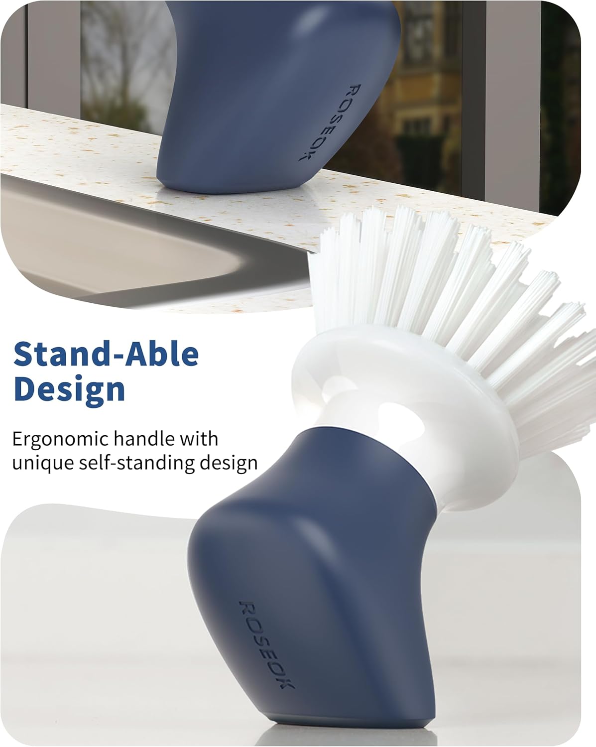 Cepillo palma pie ergonómico para platos antiadherentes azul set 2