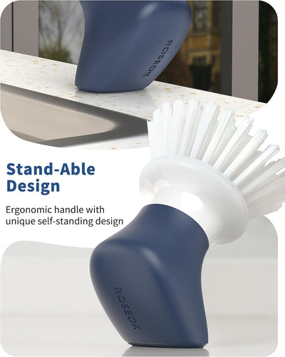 Cepillo palma pie ergonómico para platos antiadherentes azul set 2
