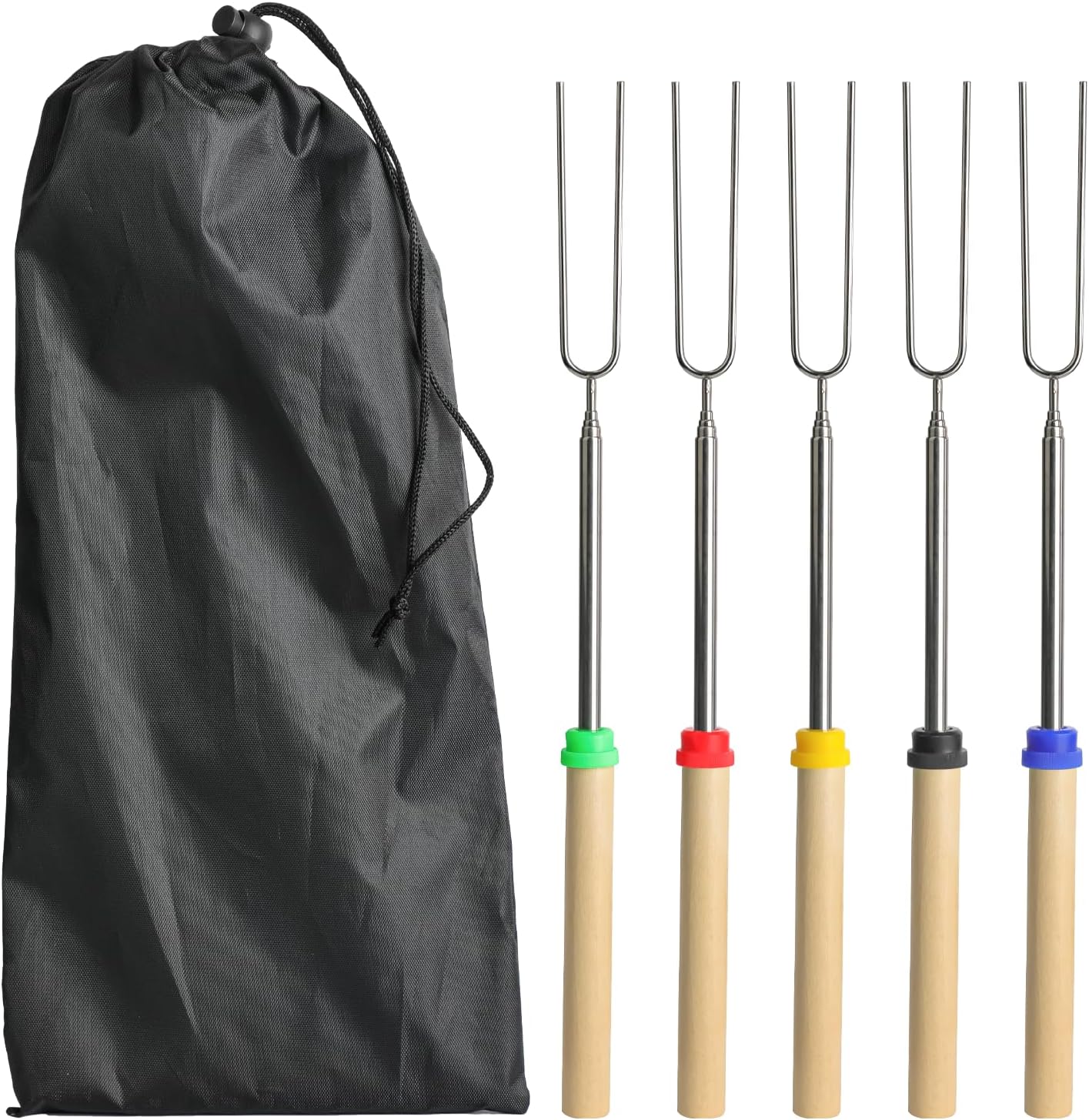 5 Palitos Acero Inox Asar Malvaviscos 32pulg Hoguera Barbacoa