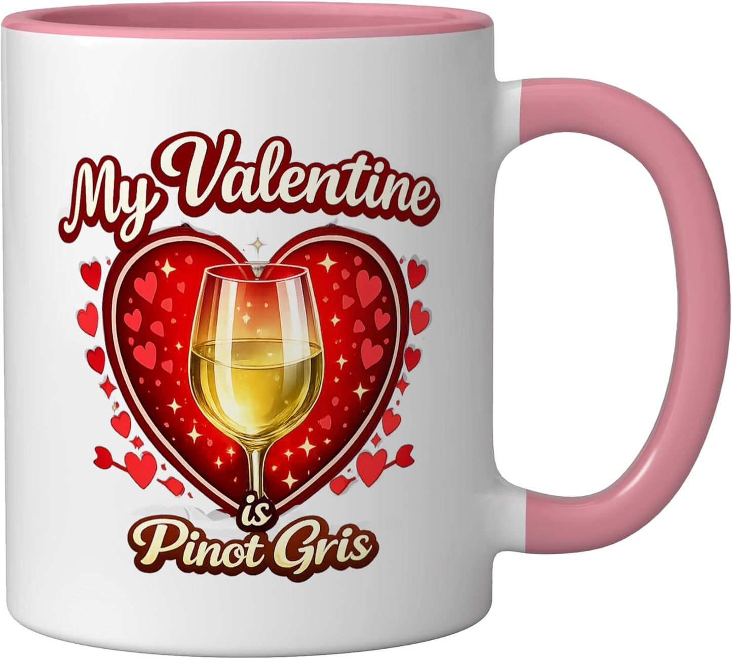 Taza de café cerámica Pinot Gris con corazones de San Valentín