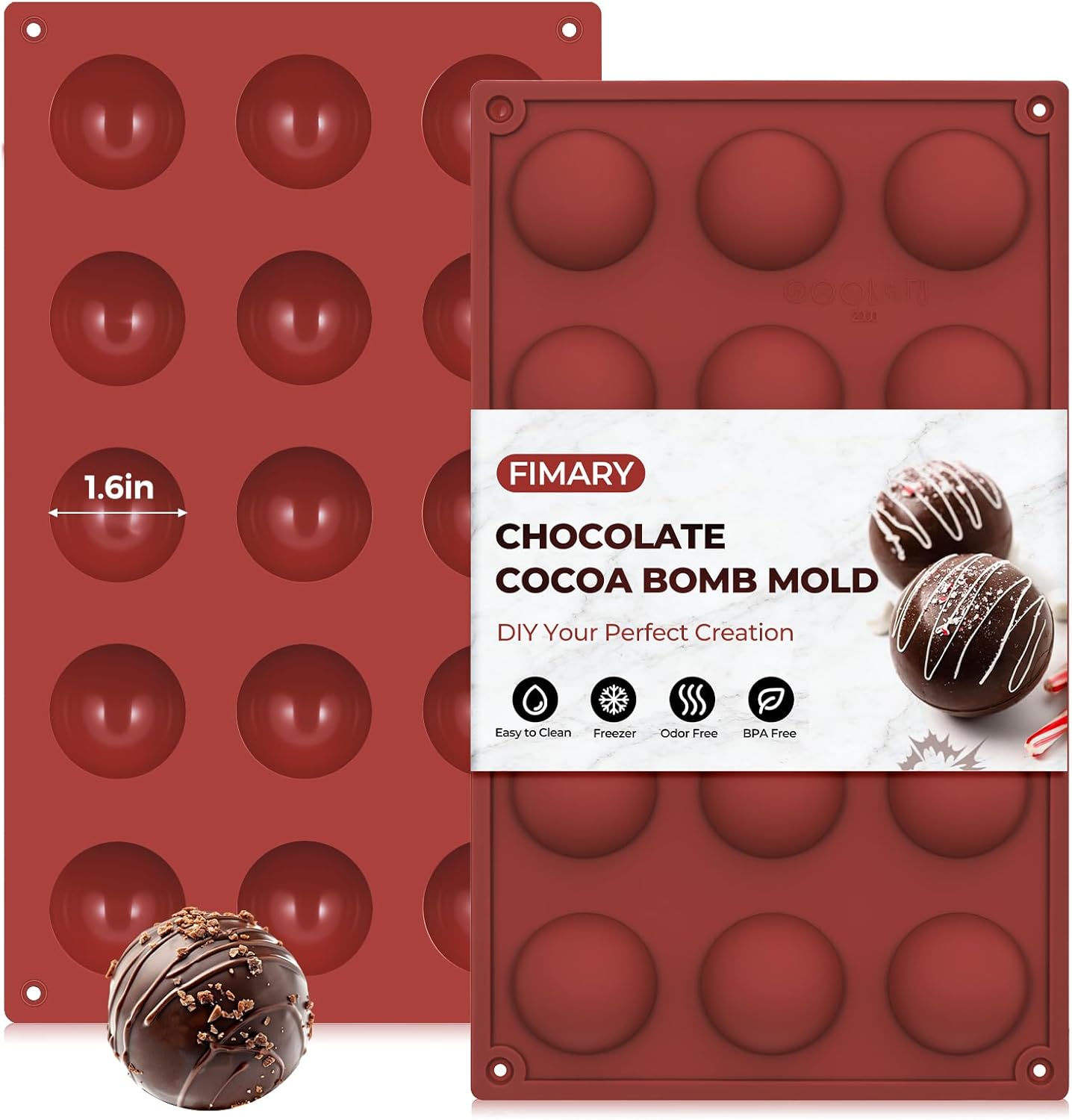 Moldes pequeños de silicona para bombas de chocolate caliente, 2 paquetes de 15 agujeros