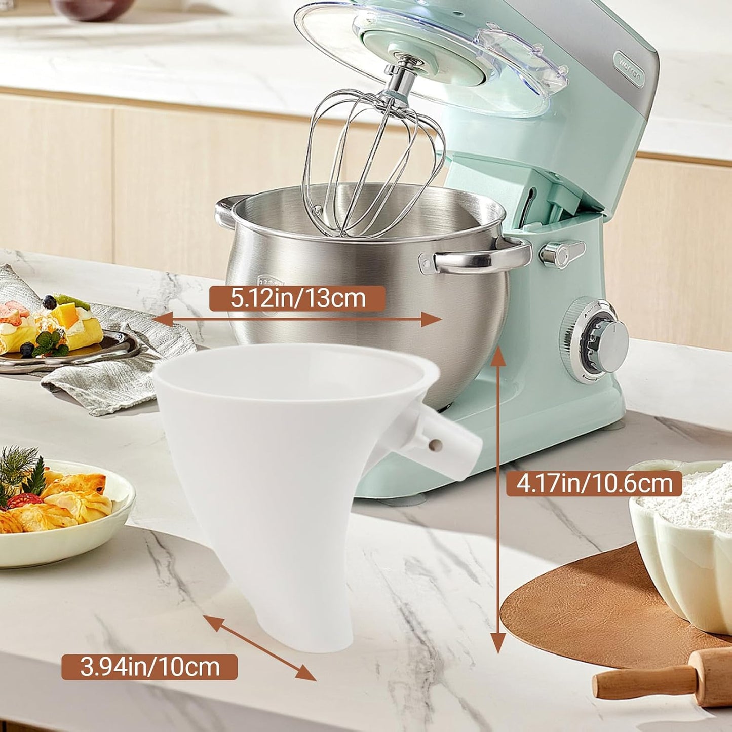 Embudo de harina de plástico para mezclador de cocina 2 piezas