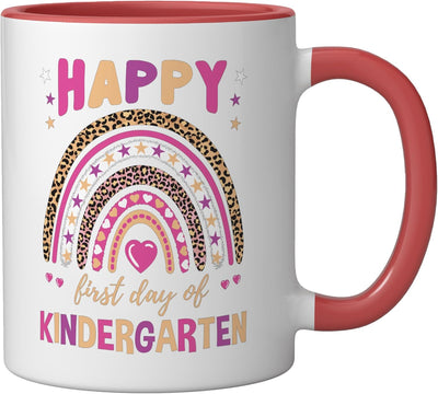 Taza cerámica leopardo arcoíris para primer día de kindergarten