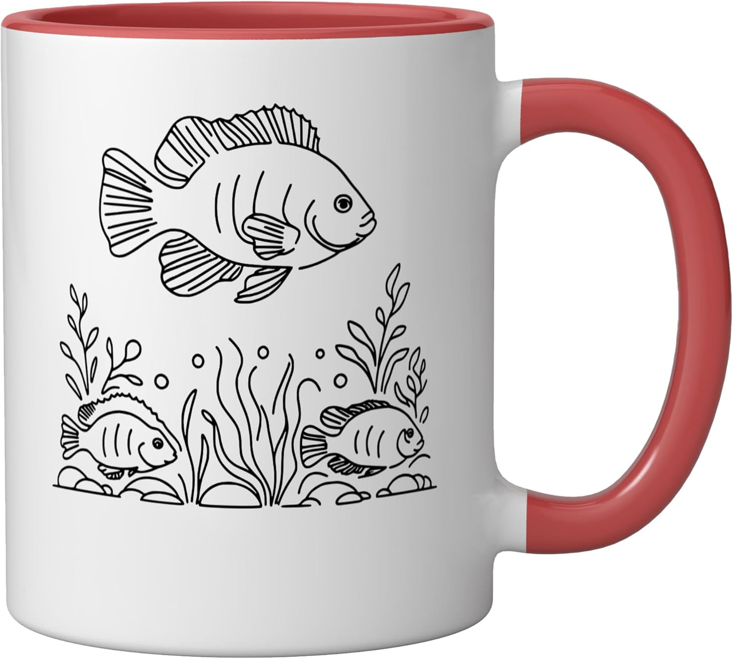Taza Cerámica Amante de Peces Roja/Blanca