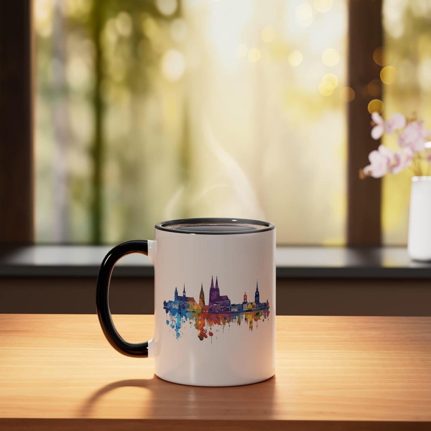 Taza cerámica Mainz negra/blanca