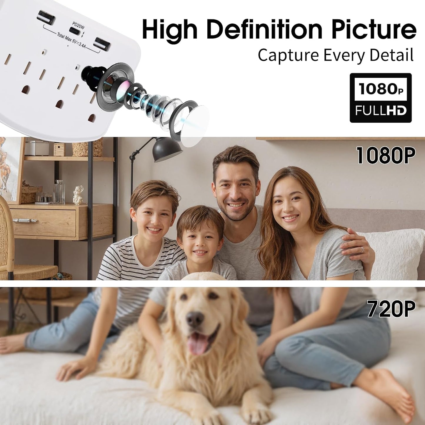 Cámara HD 1080p WiFi para seguridad en hogar