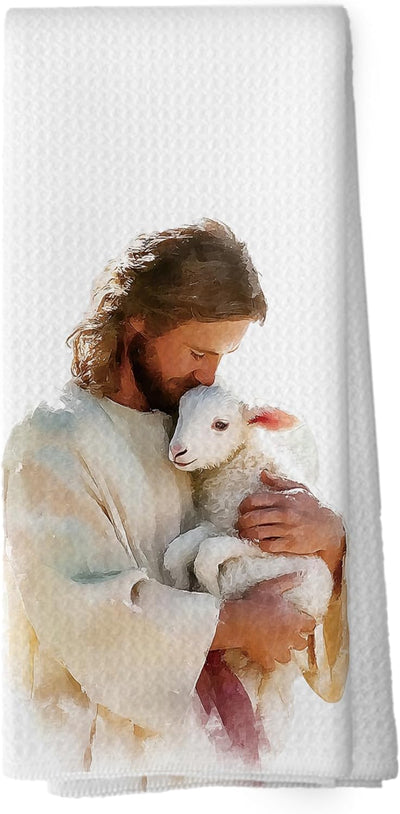 Toallas de cocina cristianas con texto Farmhouse Bible Jesus Lamb