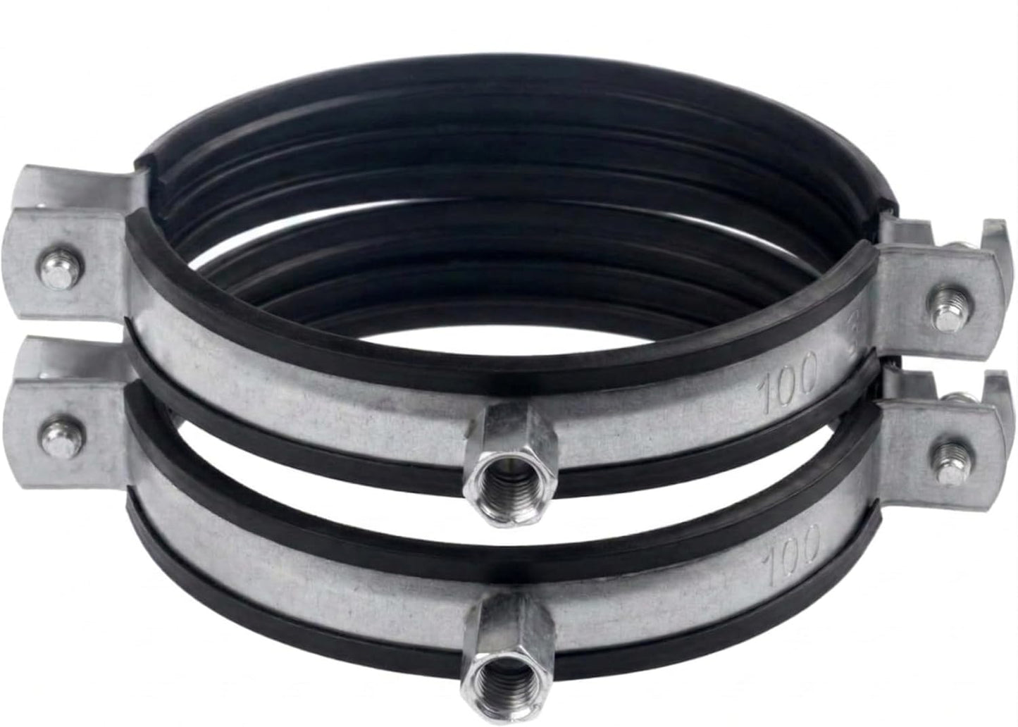 Abrazadera conducto 4pulg con junta goma rosca M8/M10