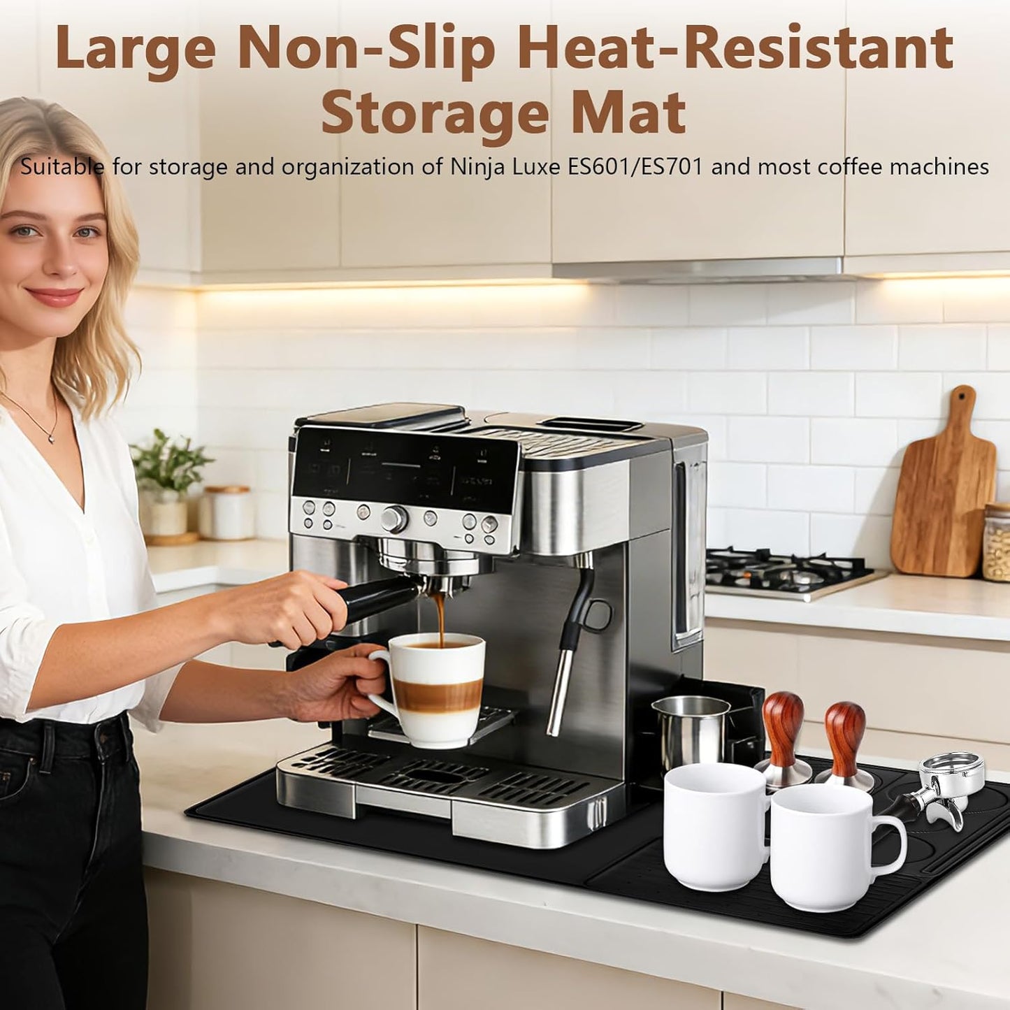 Alfombrilla de silicona para cafetera Ninja Luxe Espresso con borde convexo