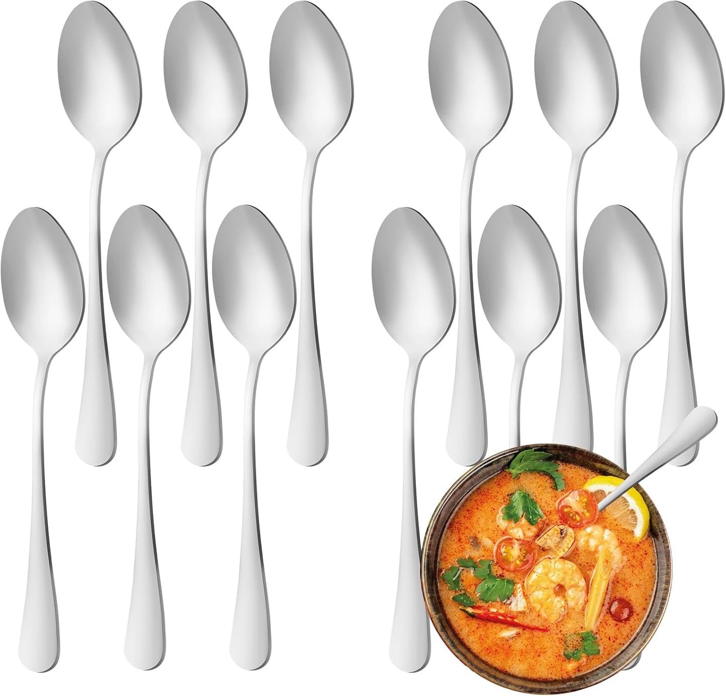 Juego de 16 cucharas de acero inoxidable grado alimenticio para hogar y cocina