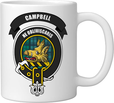 Taza Cerámica Escocesa Clán Campbell Blanca