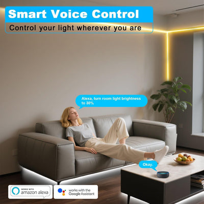 Tira LED blanca 66ft 3000K-6500K Alexa WiFi app control remoto