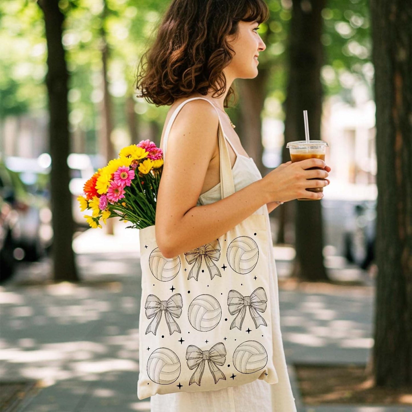 Bolso tote reutilizable para mujer con bolsillo interior