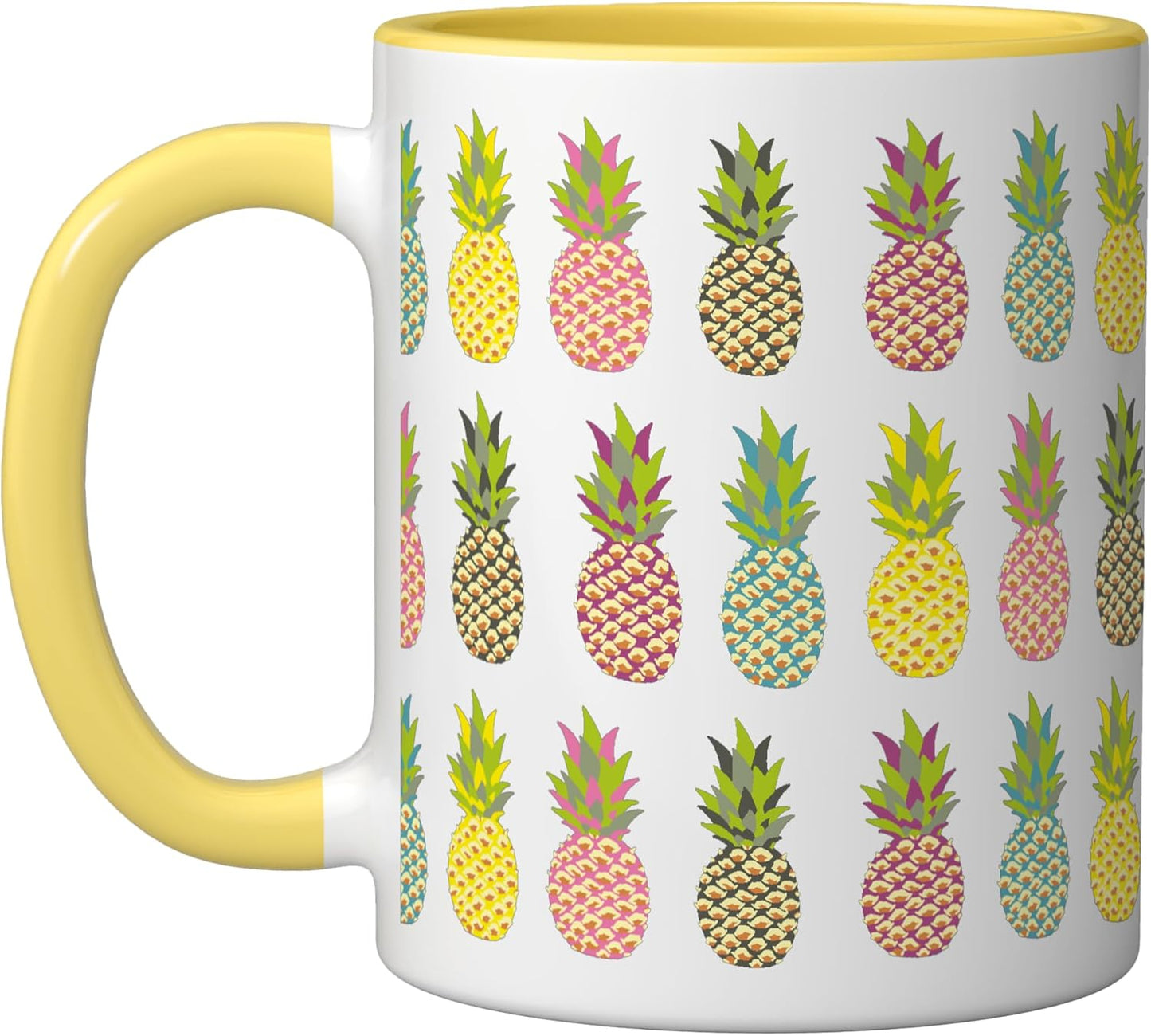 Taza Cerámica Fruta Piña Amarillo/Blanco
