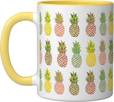Taza Cerámica Fruta Piña Amarillo/Blanco