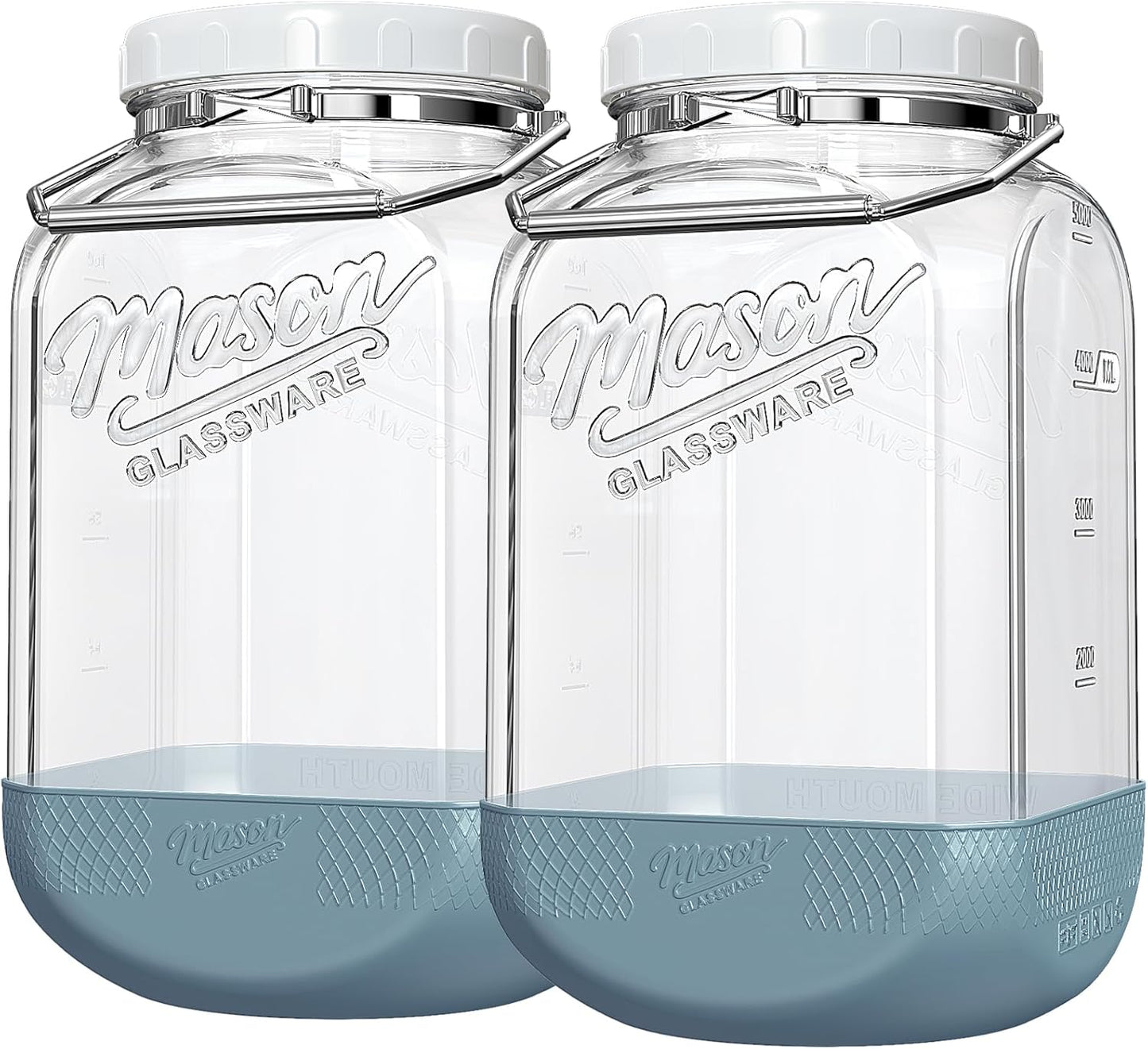 2 Pzas Tarros Vidrio 1.5gal Tapas Herméticas Base Antiderrap