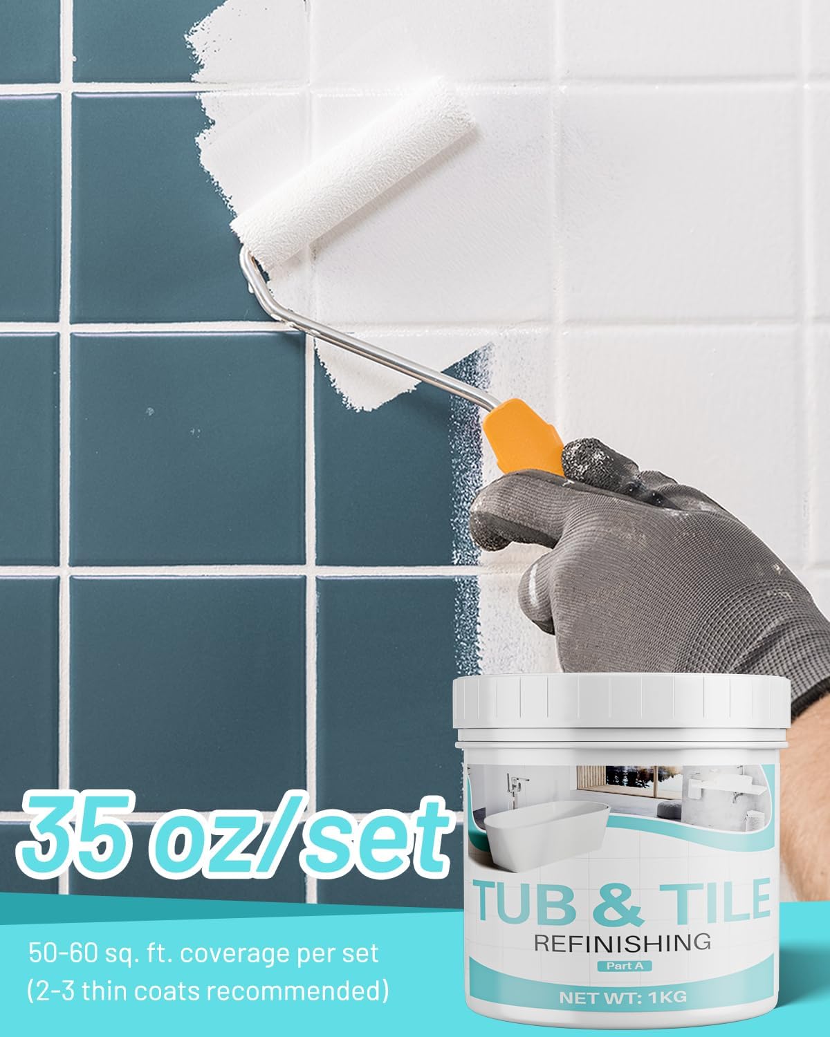 Kit pintura azulejos 35oz blanco semibrillante 50-55ft