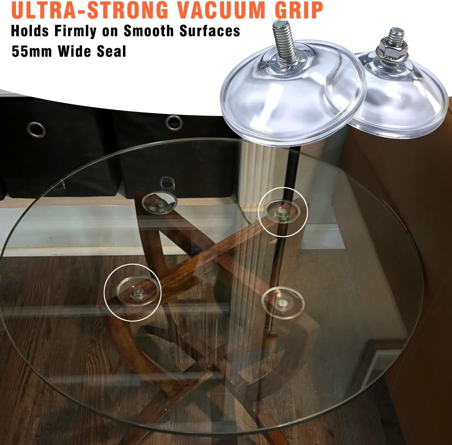 8 Ventosas Fuertes PVC Transparente para Vidrio