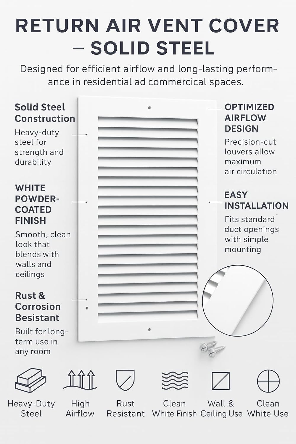Cubierta ventilación HVAC 12x10pulg acero