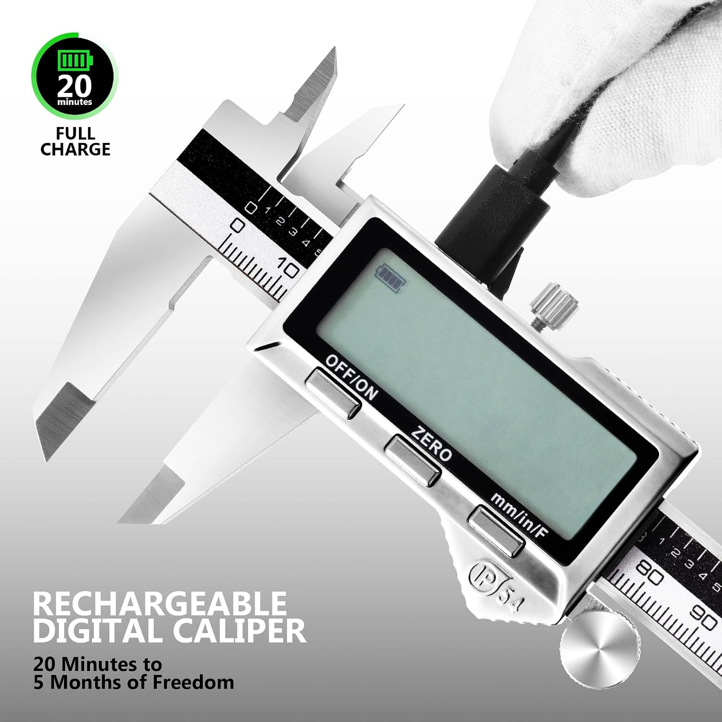 Pinza recargable 12pulg micrómetro acero inox LCD
