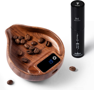 Báscula granos café con botella spray y cuchara dosis