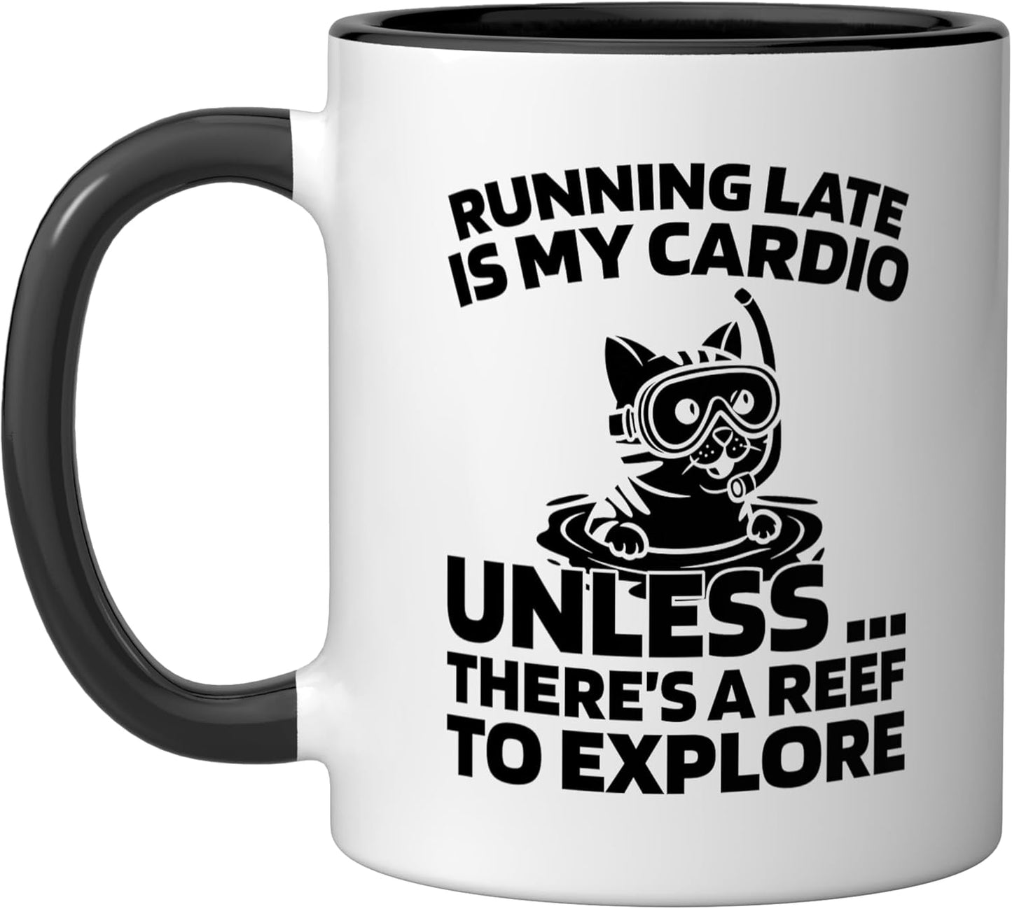 Taza de cerámica para buceo snorkel negro/blanco