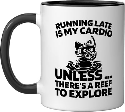Taza de cerámica para buceo snorkel negro/blanco
