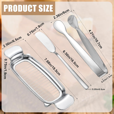 Juego cortador queso acero inox esparcidor mantequilla pinzas