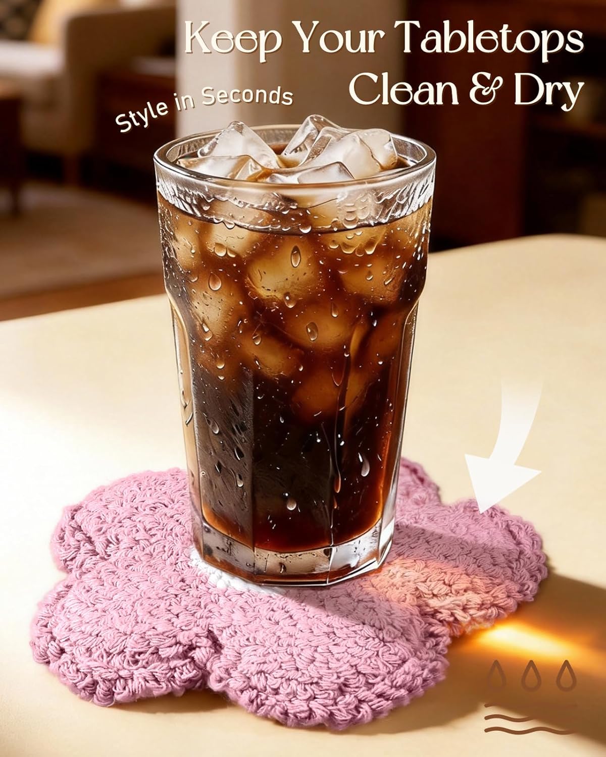 Juego de 2 posavasos absorbentes copetudos para bebidas