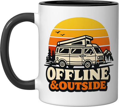 Taza cerámica Retro Solo Camping Club Groovy Introvert Camper Negro/Blanco