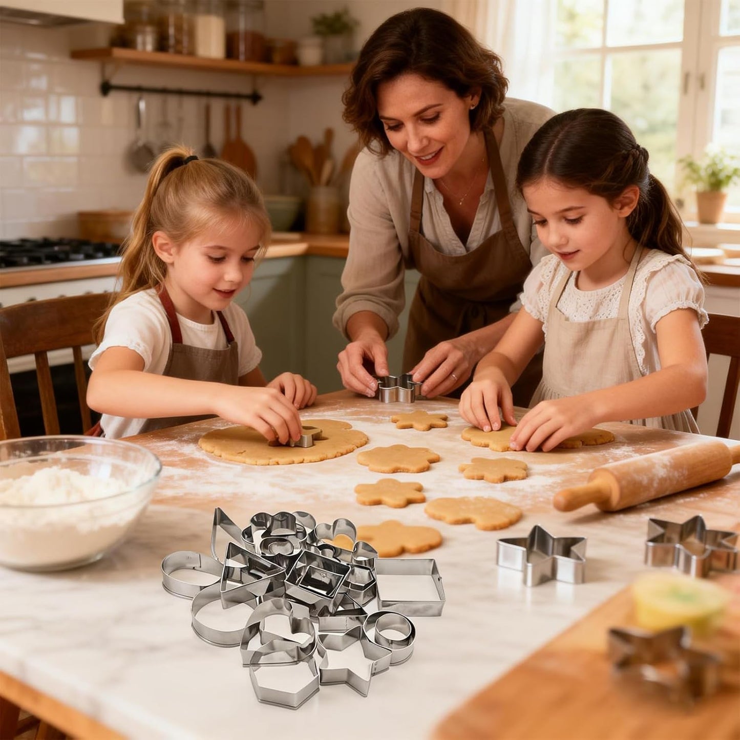 Juego de 30 mini cortadores de galletas y frutas de acero inoxidable