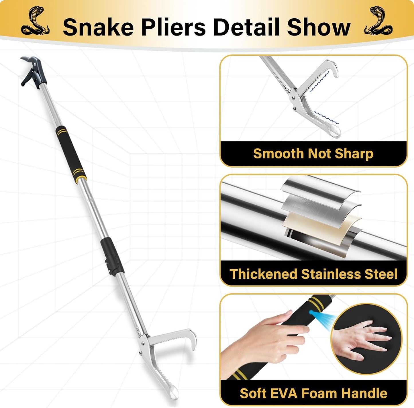 Pinzas de serpiente 69pulg plegables mandíbula ancha