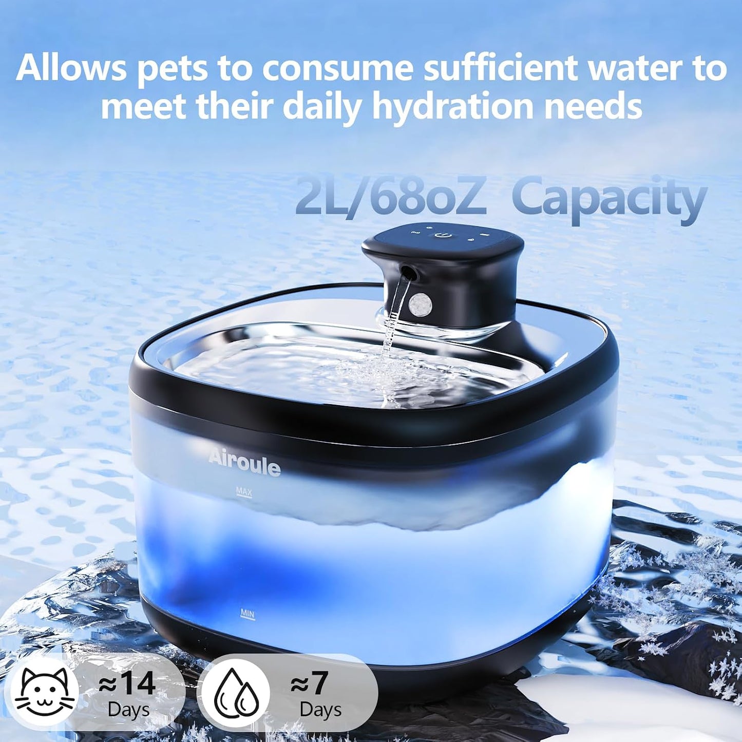 Fuente agua inalámbrica para gatos y perros con filtros