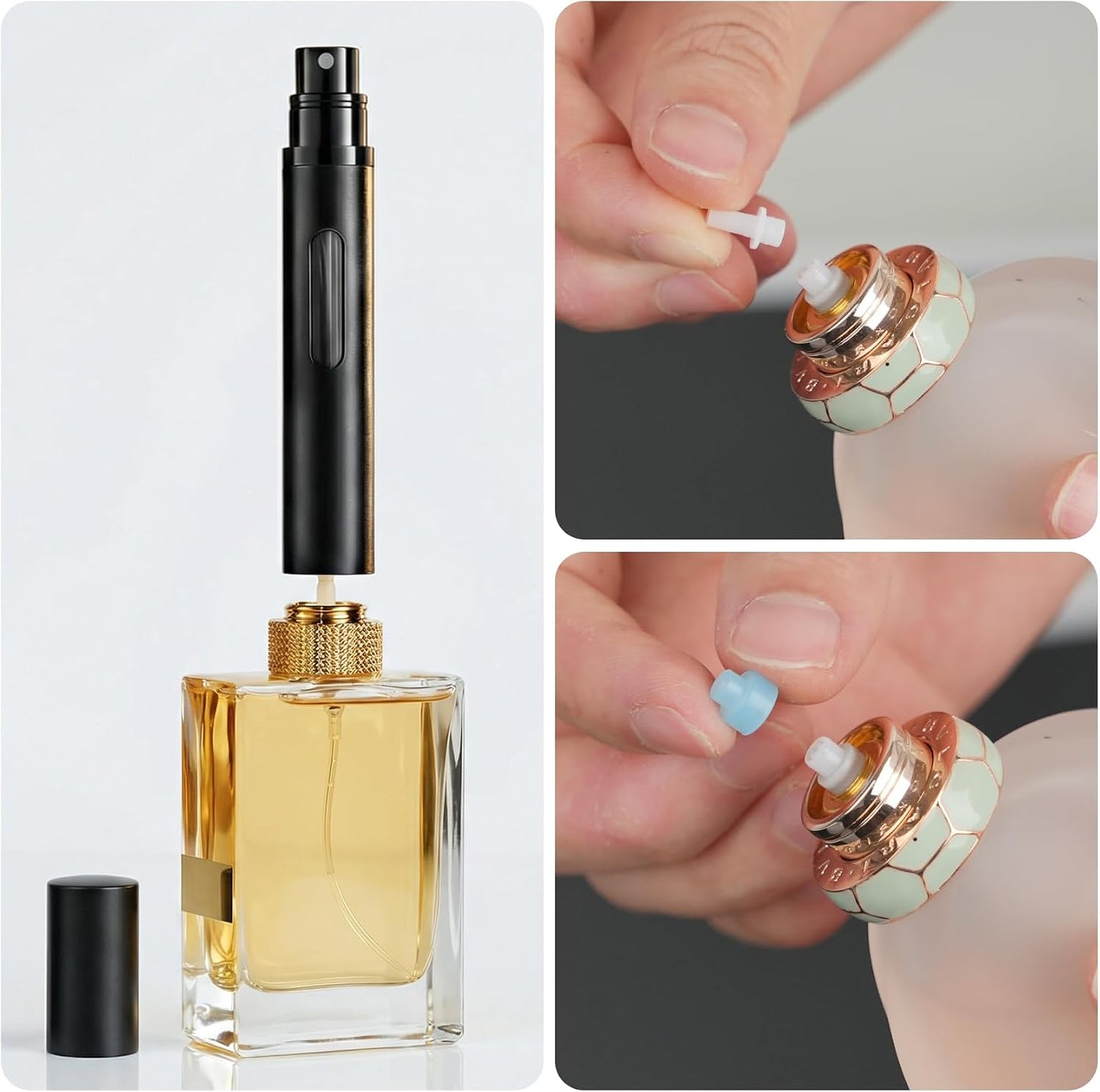 3 Atomizadores Perfume Viaje 0.3oz Recargables Relleno Inferior