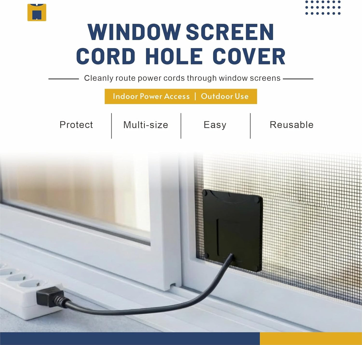 Placa paso cable ventana ajustable 6/8/11pulg sellable negro