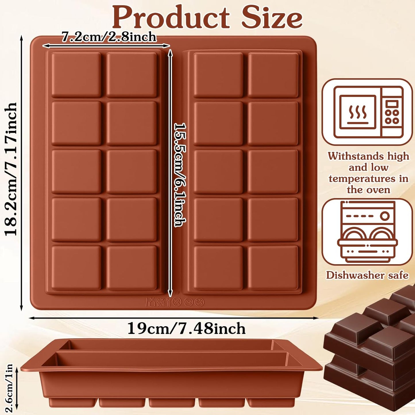 Molde de chocolate de 7.48 x 7 pulgadas para dulces y postres