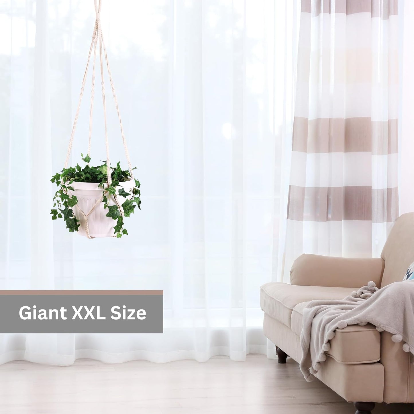 Colgador macramé XXL 55pulg para plantas 15pulg