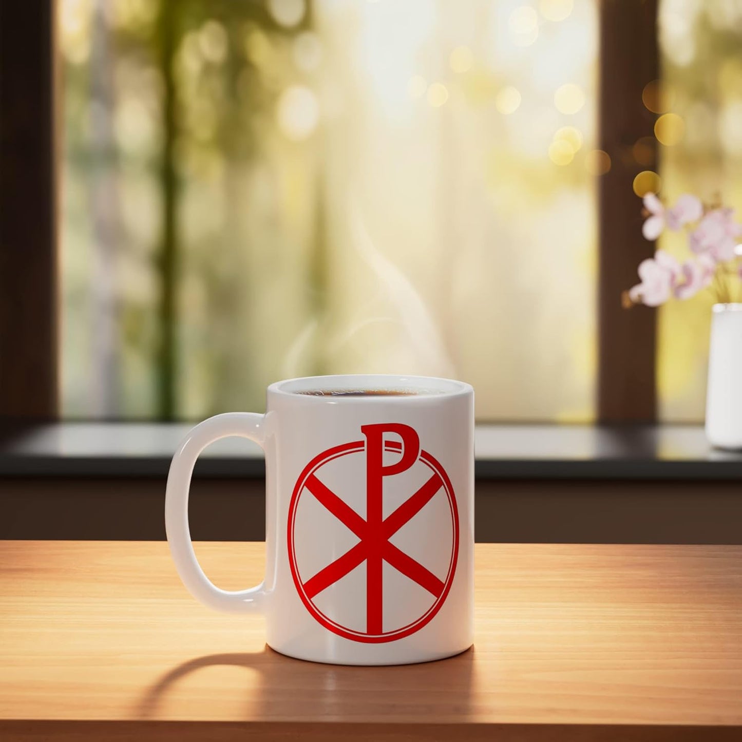 Taza Cerámica Chi-Rho Cristo Blanco